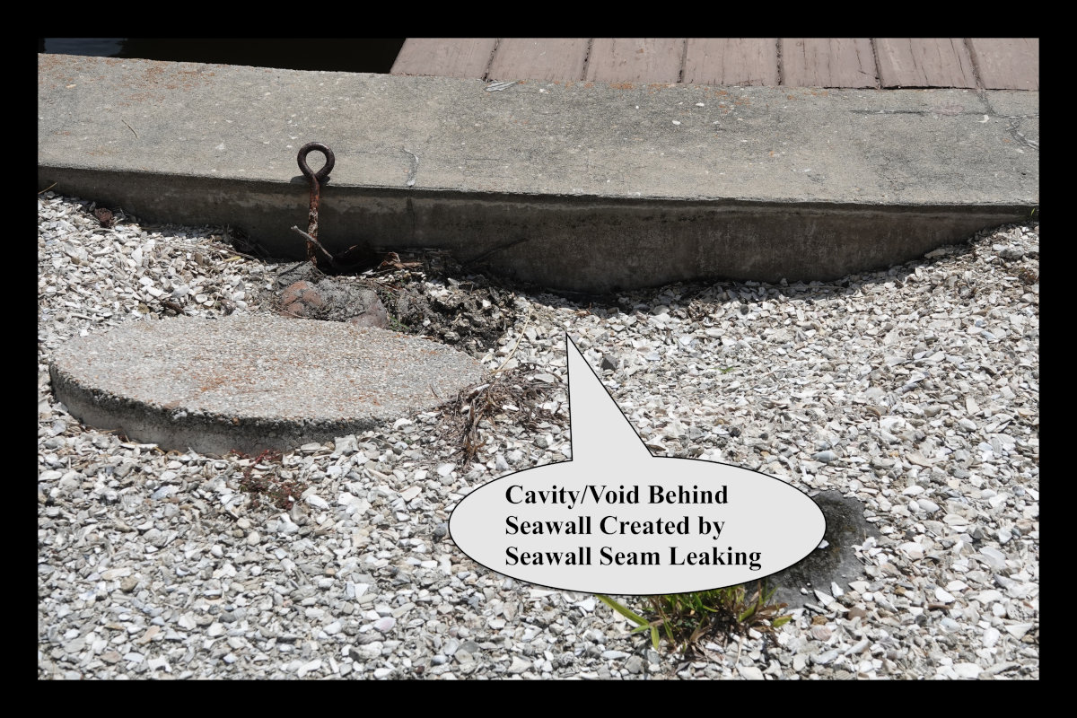 Cavity void behind seawall