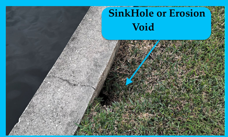 Sinkhole void on seawall