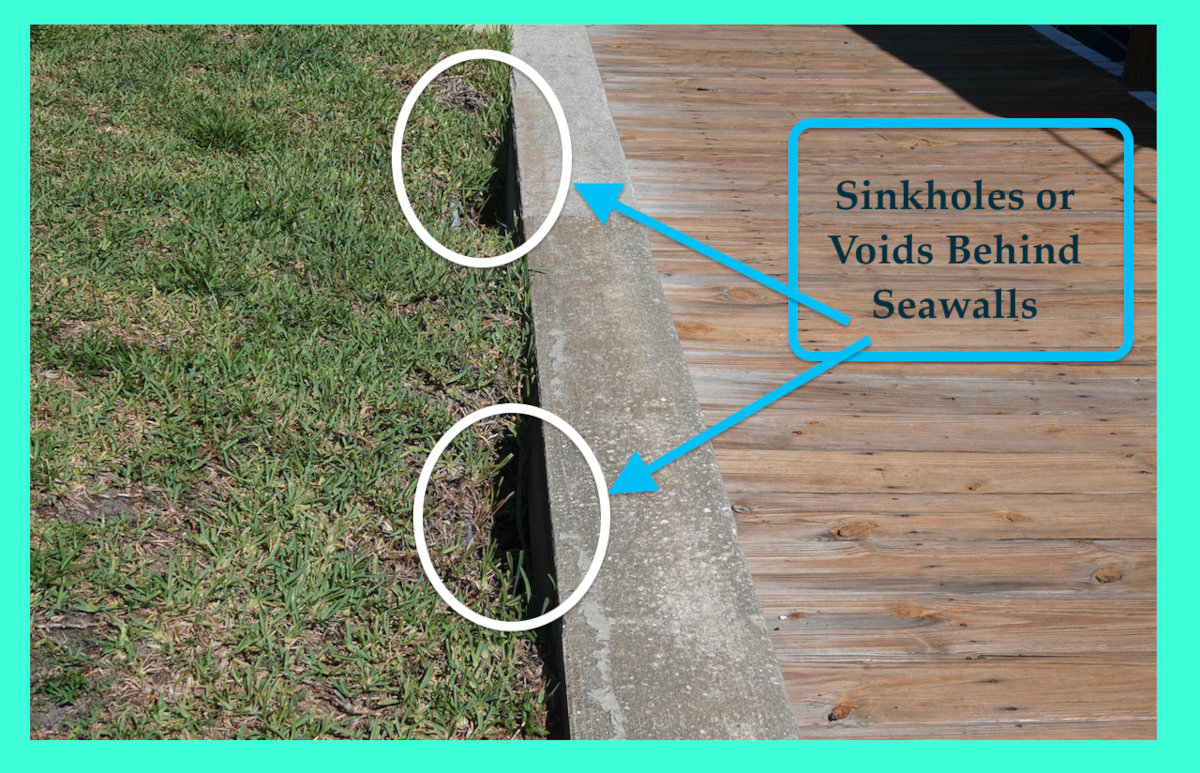 Sinkholes or Voids behind seawall